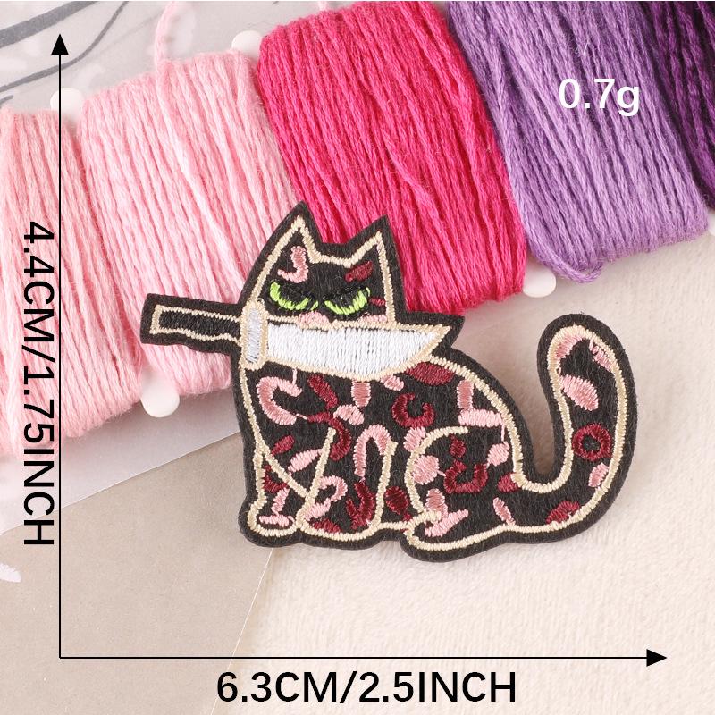 Aufnäher zum Aufbügeln mit Cartoon-Katze-Stickerei: Abzeichen für Kleidungszubehör