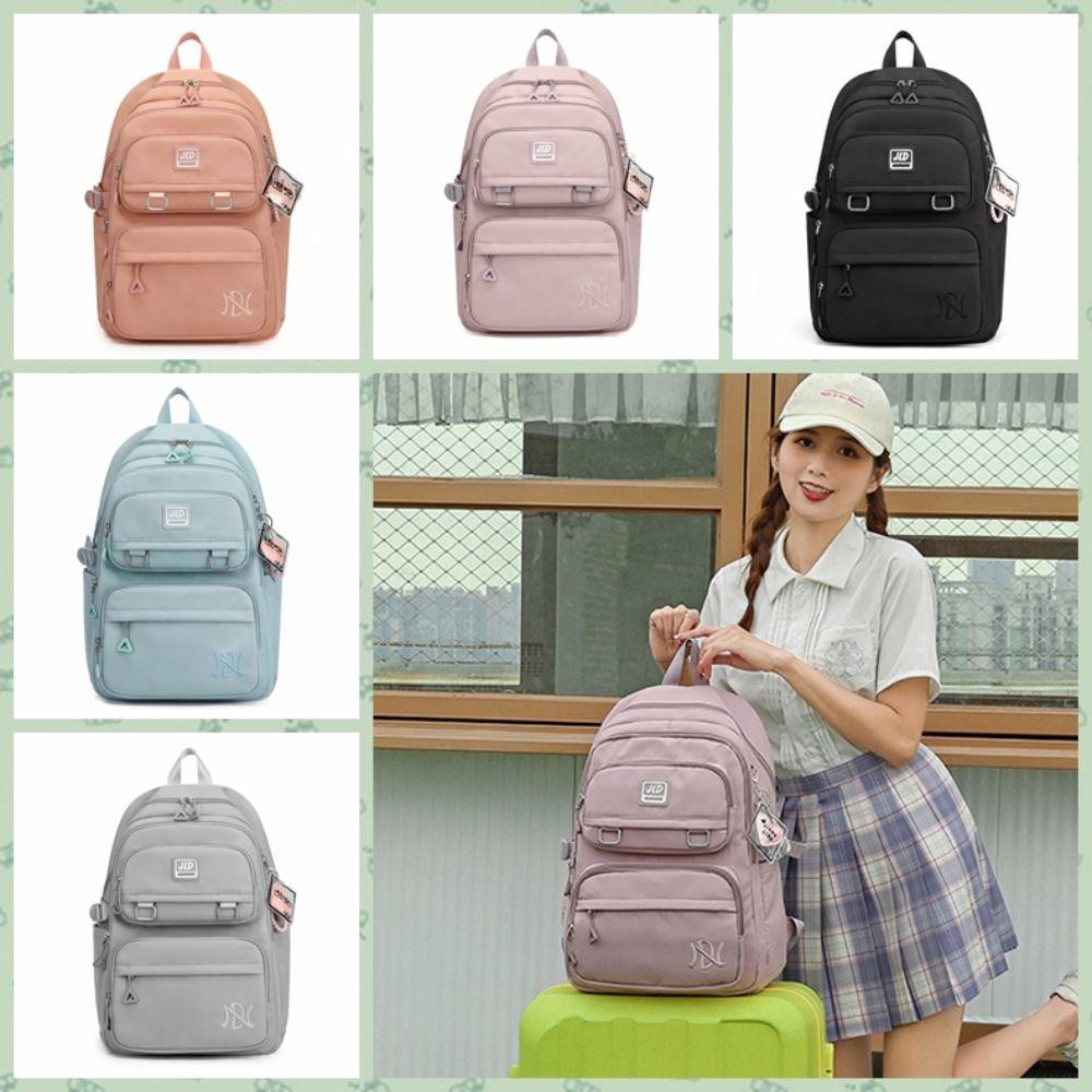 

Wide Shoulder Straps Teenager Schoolbag Multi-layered Pockets Bookbag Junior School