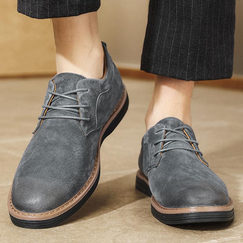 Zapatos Oxford clásicos de cuero genuino para hombres, zapatos planos, zapatos casuales de cuero de ante cómodos, mocasines, zapatos de negocios para hombre