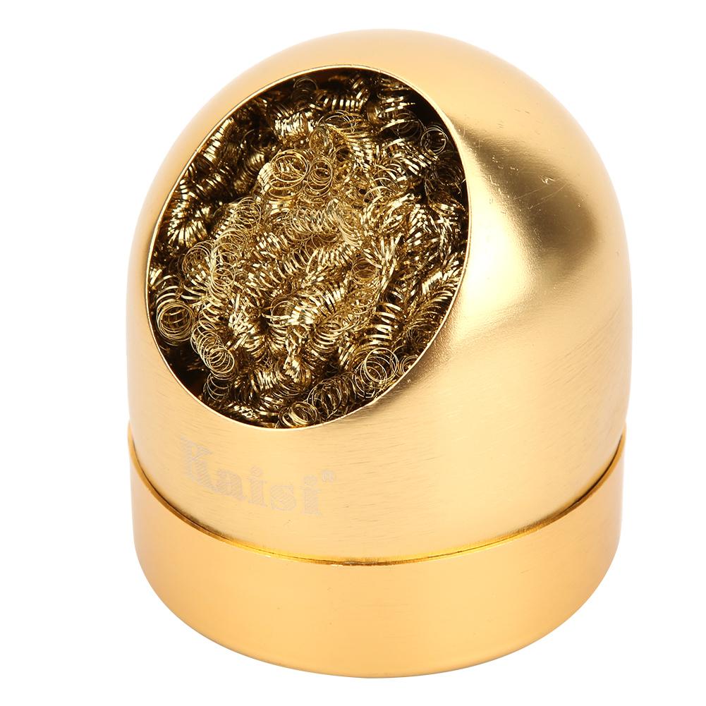 Solder Gun Tip Cleaner Wire Ball Soldering Iron Cleaning Ball Holder Base StandGold