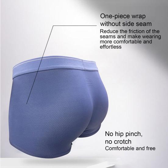 Pánské boxerské spodní prádlo Nízký elastický pas Slim Fit šortky Kalhotky Jednobarevné U-konvexní ledové hedvábné tenké kalhotky