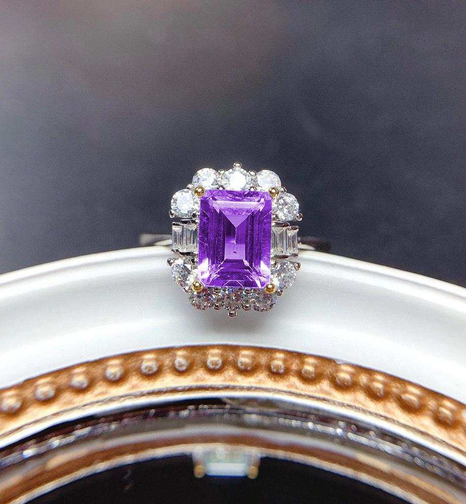 Drainage Welfare Yellow Diamond Women'S Ring, Rectangular Emerald Cut Imitation Topaz Colored Treasure Opening Ring