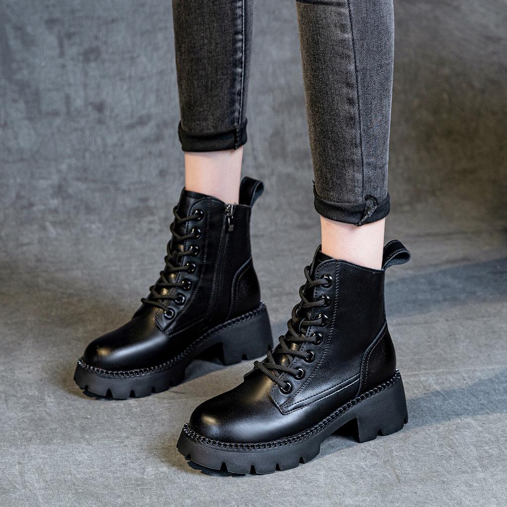 Small heel brown British Martin boots women's summer thin thick-soled breathable retro comfortable women's boots