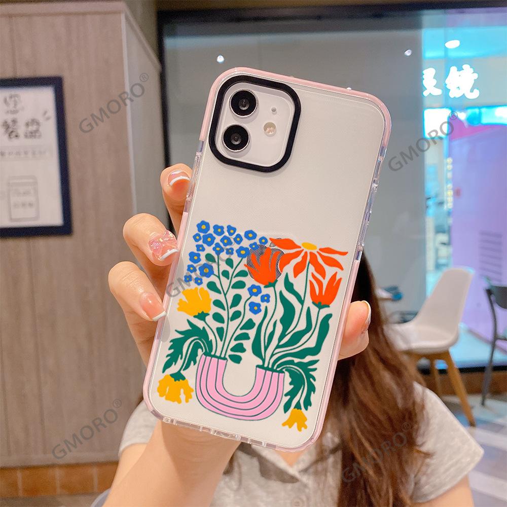 Chunri Mobile Phone Case Colored Flower Suitable for iPhone16 Transparent Tpu Soft Case Apple 17Pro Anti-drop Protective Case