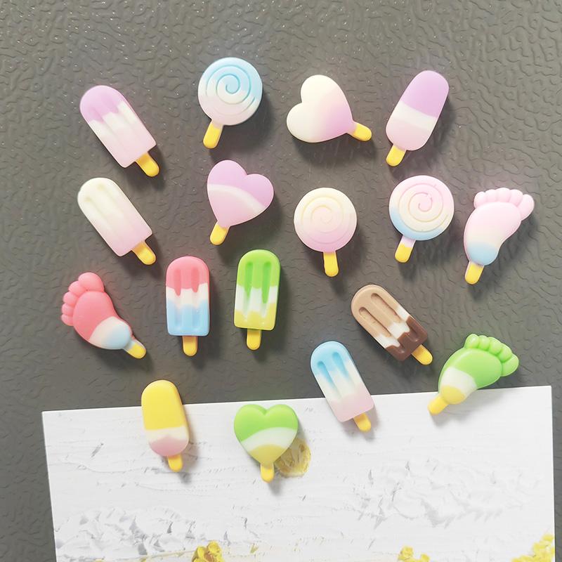 10pcs Mixed Colors & Designs Small Size Summer Popsicle Icecream Fridge Magnets Home Decor Office Kitchen Decoration Ornaments