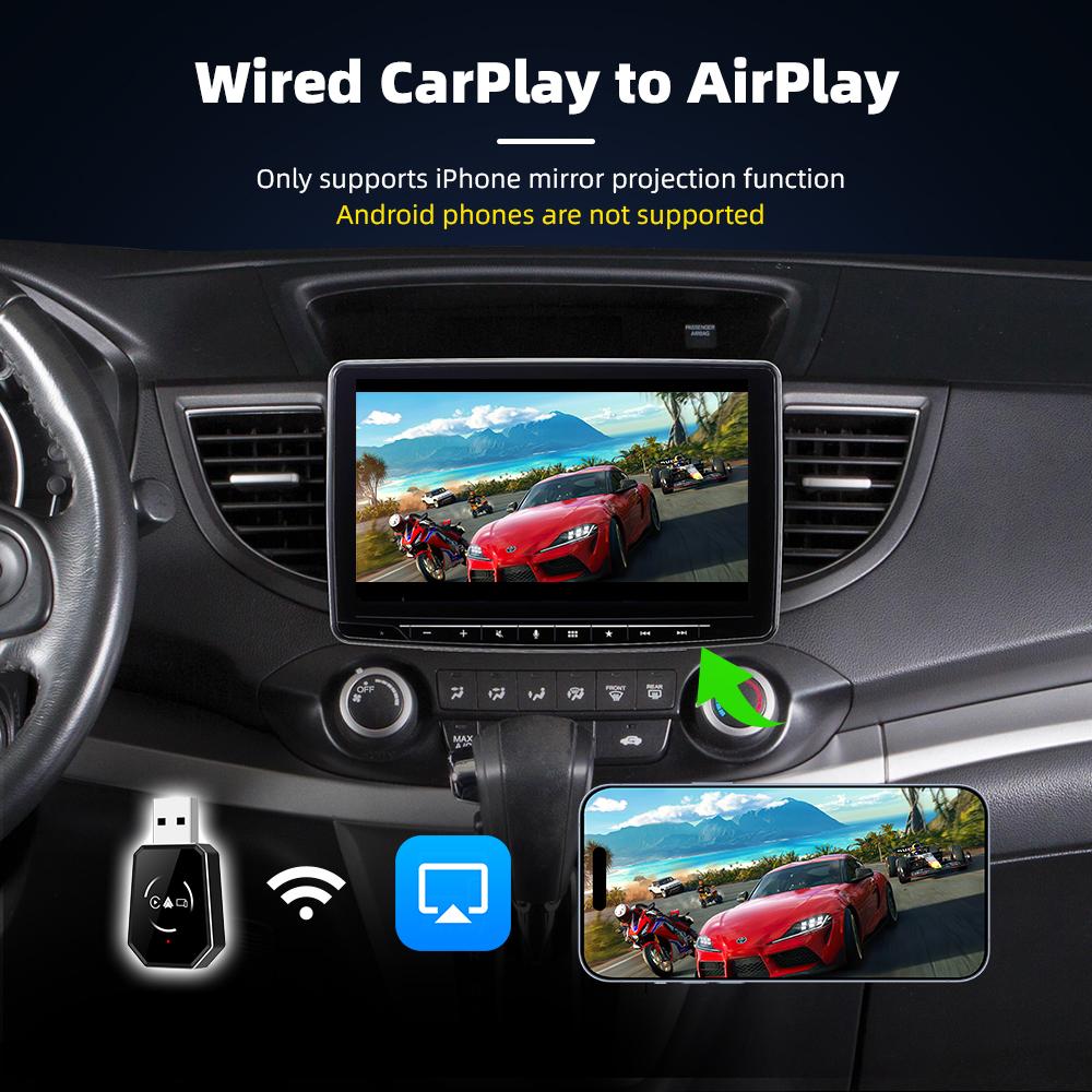 EKIY 3in1 Wired CarPlay To Wireless CarPlay Adapter Wireless Android Auto Dongle Airplay AI Smart Box Car Intelligent Systems