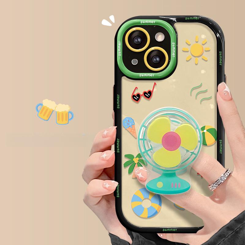 

Подходит для чехла для мобильного телефона Apple 14promax iPhone 13 Популярный в интернете Креативный летний чехол-подставка с вентилятором 11/12 Прозрачный iPhone SE (2nd Generation)