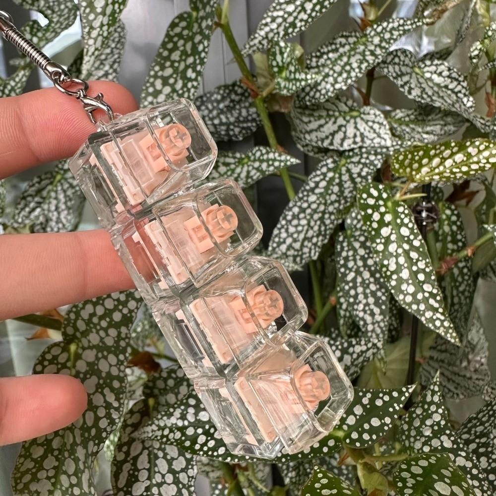 Relaxing DIY Keyboard Fidget Keychain Keys Button Keycap Clicker Toy with Light 4Keys Pinch Toy Adult