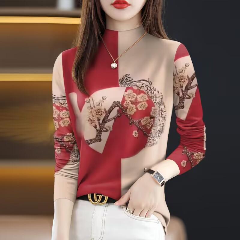 

Women s Plus Size Velvet-Lined Long Sleeve Base Shirt L (95-110 jin)