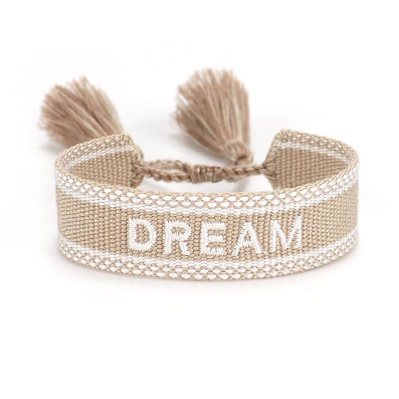 Customizable Women's Fashion Letter Tassel Embroidery Bracelet