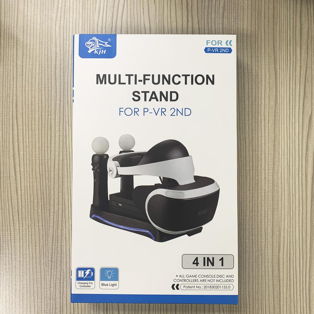 Stojan nabíjecí stanice pro PS4 VR, Dokovací stojan, Nabíjecí stojan, Držák, Multifunkční USB dokovací stanice, Modré světlo, 2 nabíjení pro PS4 VR ovladač