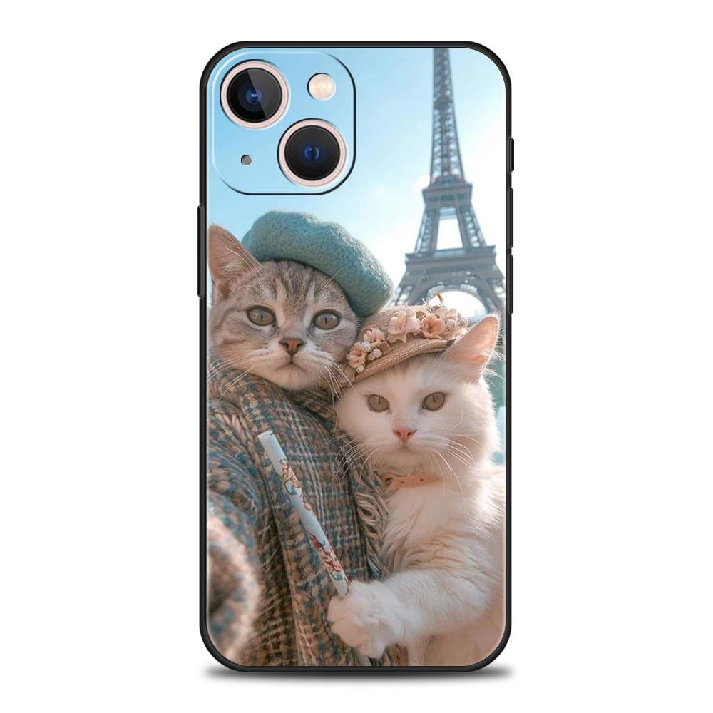Healing Cute Cat Collection Phone Case for iPhone 17 16 15 14 13 12 11 Series Pro Max Plus Double Layer Protection