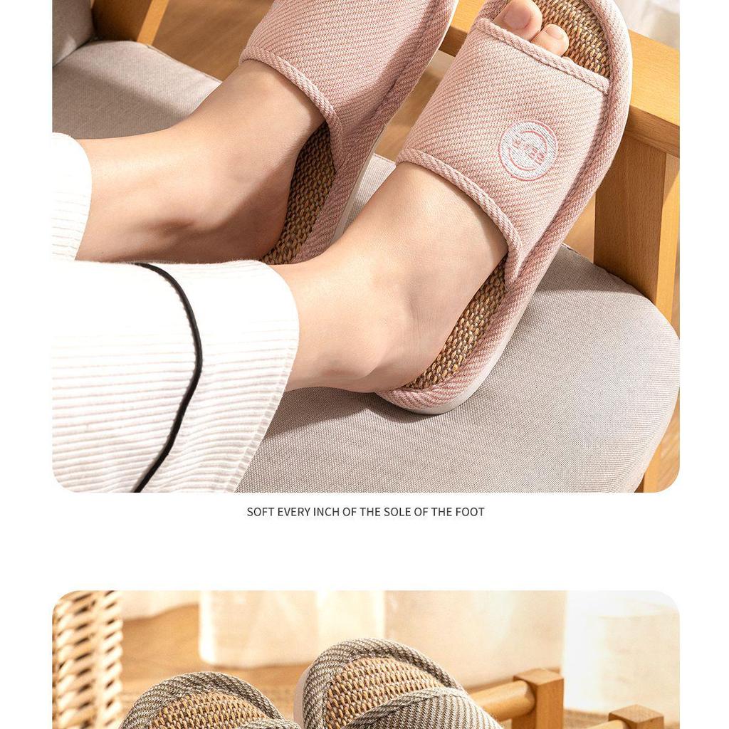 Jie Liya Unisex Linen Slippers - Sweat-Absorbent, Silent, All-Season Indoor Use