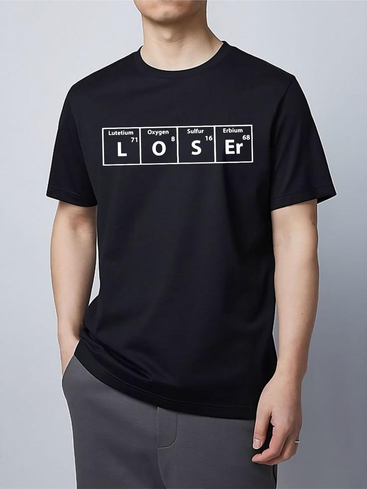 Loser T-shirt Funny Definition Periodic Table Casual Nerd Geek Top Men s Tee L