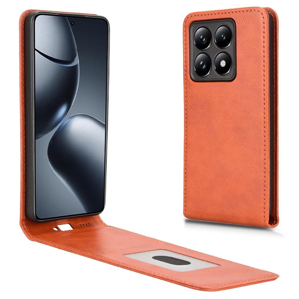 

Для Xiaomi 14T Pro Чехол с Отделением для Карт Магнитный Вертикальный Флип Кожаный Чехол для Телефона Orange