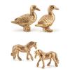 12 Pcs Poultry Animal Figures Simulation Model Golden Figurine Statue Chicken DuckGoose Cattle Educational Toys