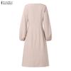 ZANZEA Abito casual da donna a maniche lunghe con scollo tondo tinta unita
