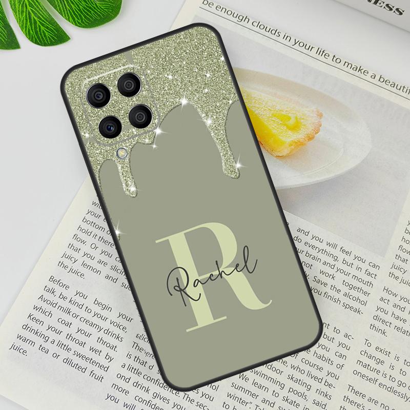 Personalised Name slim glitter Cover For Samsung Galaxy M14 M34 M54 M11 M12 M22 M32 M52 M13 M23 M33 M53 M51 M30s M31s Case
