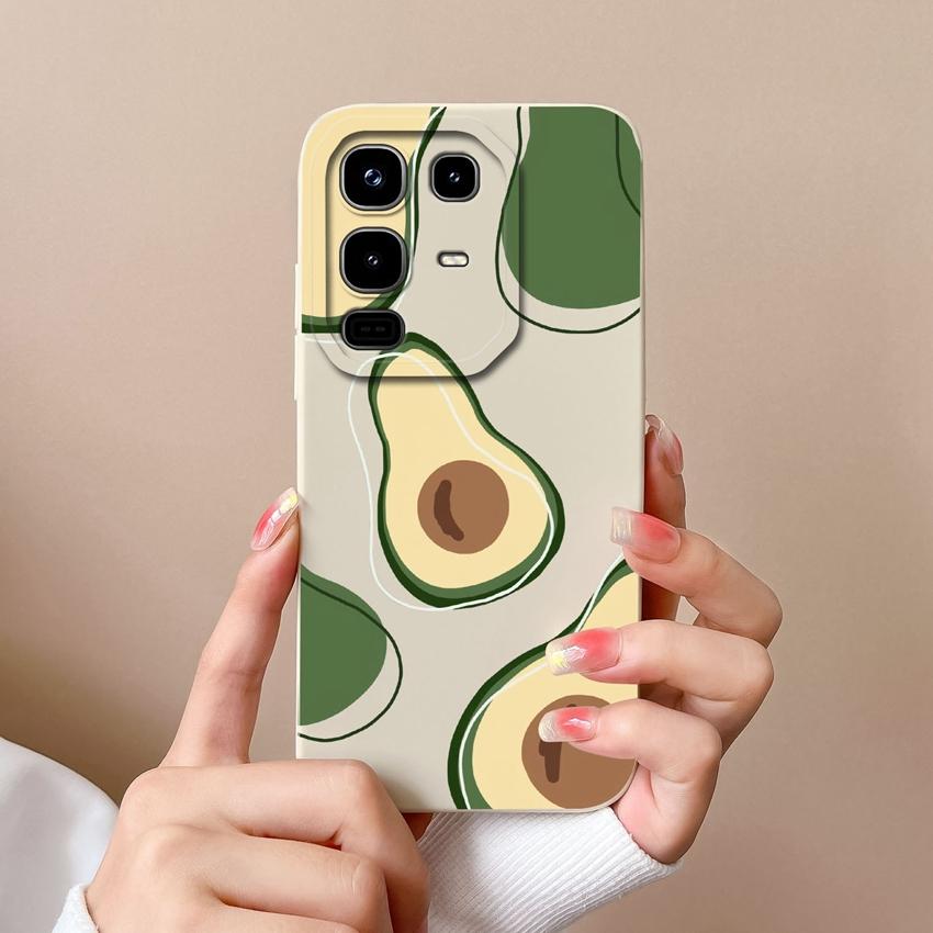 Phone Cover For Infinix Note 50 50X Pro Plus 50S Cute Cartoon Avocado Pattern Square Soft Liquid Silicone Advanced Dustproof Shell For Infinix Housing