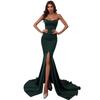 2023 European & American Style Women's Solid Color Fishtail Bandeau Evening Dress