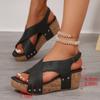 Sandali Zeppa da Donna con Suole Spesse e Borchie Incrociate, Sandali con Tacco Alto e Punta Aperta per l'Estate