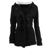 Winter Women Coat Hooded Thick Cotton Blend Jacket Cow Horn Button Autumn