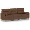 Vidaxl 3-Osobowa Sofa Z Poduszkami, Brązowa, 180 Cm, Tkanina