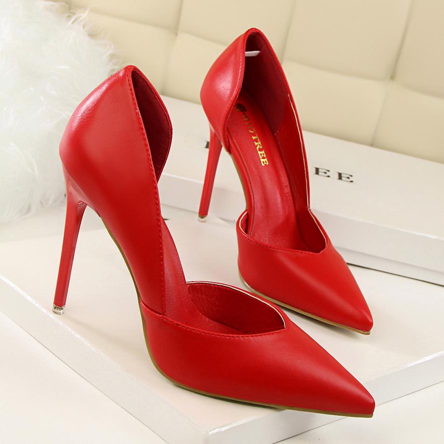 Bigtree Moda Semplice Club Notturno Spettacolo Scarpe Sottili da Donna Tacco Sottile Tacco Super Alto Bocca Bassa Appuntite Vuote Scarpe Singole