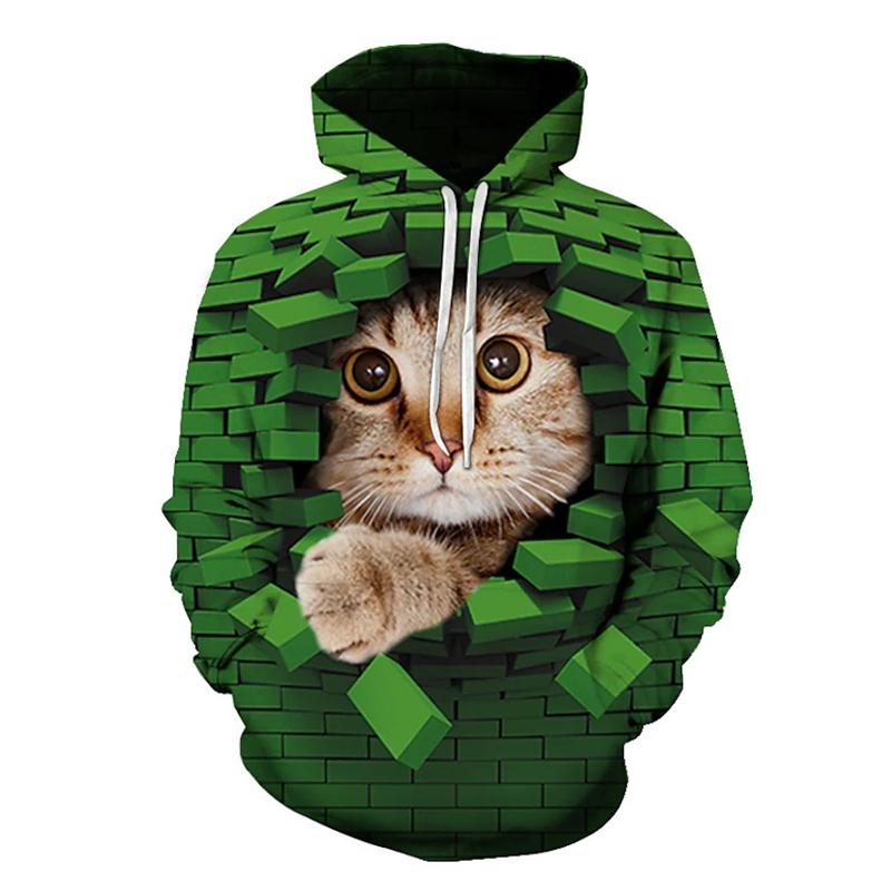 

Kawaii Cat Wall Brick Graphic 3D Graphic Hoodie Men Y2k Tops Women Cute Animal Print Sweatshirt Kids Funny Casual Hooded Clothing 6XL