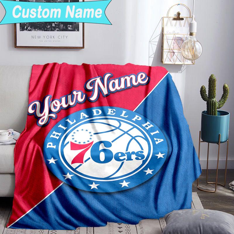 Custom Name Blanket 76ers Basketball Team Blanket Bedding Blanket for Travel, Camping, Living Rooms, Offices, Sofas, Fan Christmas gift