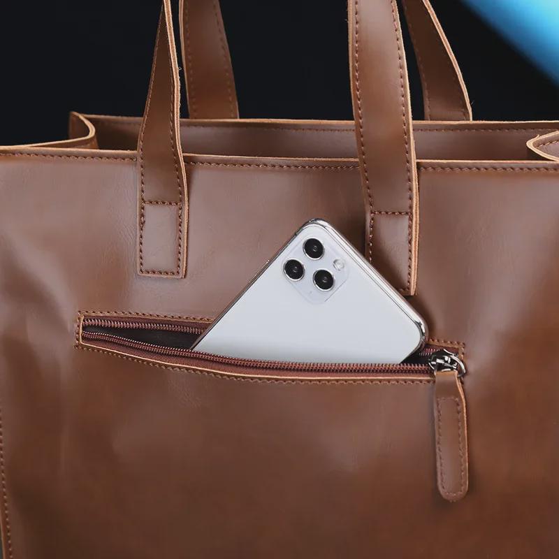 Men's Crazy Horse Leather Retro Shoulder Bag – Multifunctional Messenger and Tote with Large Capacity