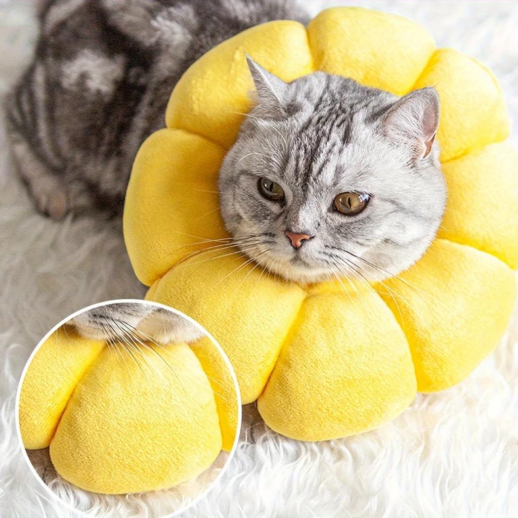 1pc - Flower shaped cat neck protection collar, soft anti licking and anti scratch headgear, cat supplies