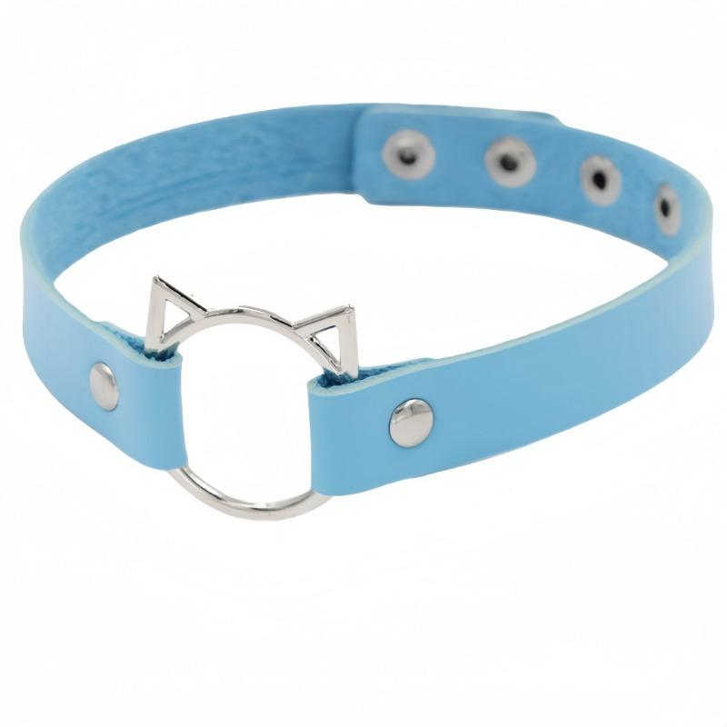 Eco-friendly PU Leather Japanese and Korean Harajuku Punk Soft Girl Cat Head Women's Collar Neck Strap Collarbone Chain Necklace