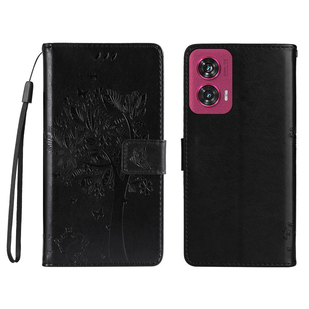 For Motorola Edge 50 Fusion 5G Phone Case with Stand Cat Tree Pattern Leather Wallet Mobile Cover