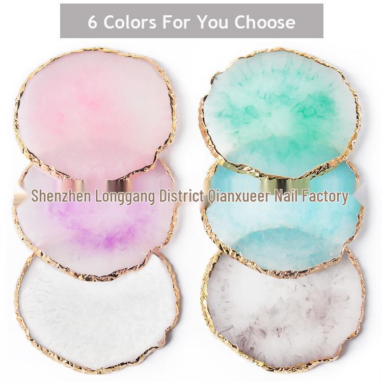 Nail Art Resin Agate Palette: Round Square Color Mixing & Display Board