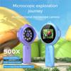 500x Magnification Microscope Handheld Magnifying Glass Support PC Educational Science Toys Pocket Microscopes for Kids