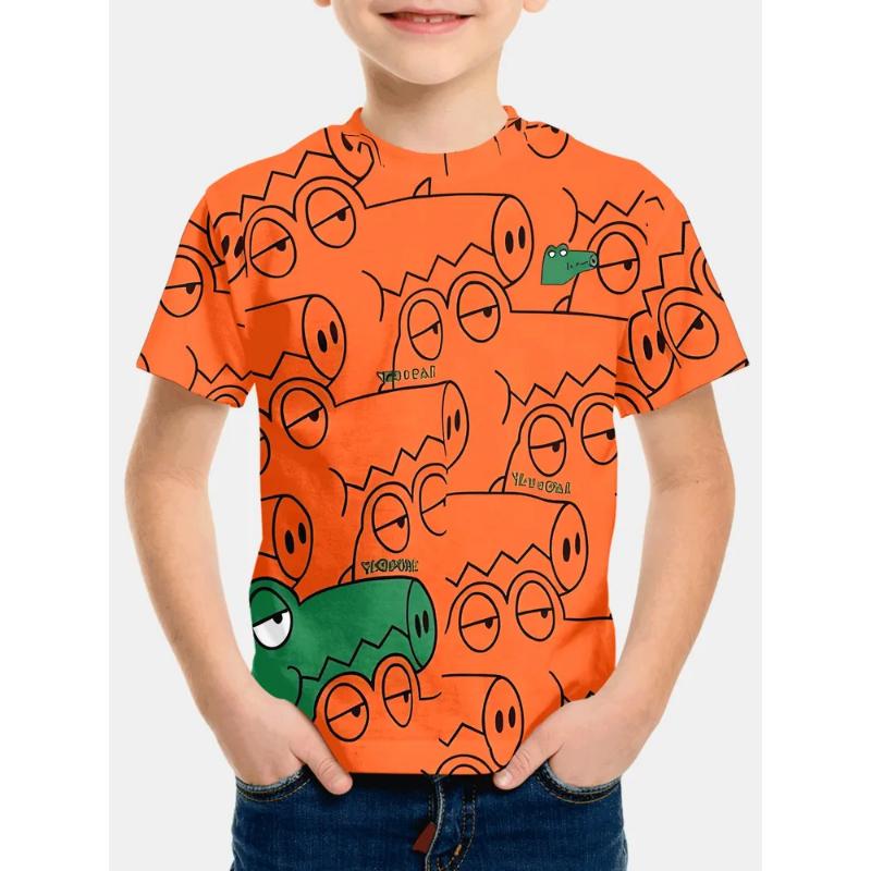 Fashion Men's Children's Clothing Crew Neck Short Sleeve 3D Casual Color Printing Casual Short Sleeve Crew Neck T-Shirt