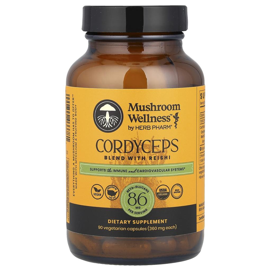 Mushroom Wellness™, Cordyceps Militaris, Reishi Mushroom Blend, 90 Veggie Caps