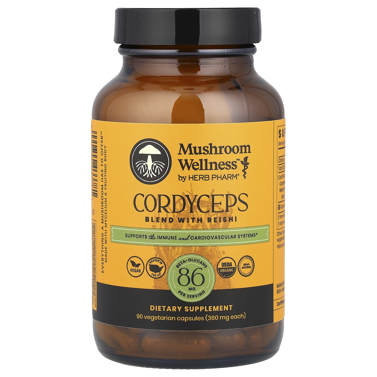 

Mushroom Wellness™, Cordyceps Militaris, Reishi Mushroom Blend, 90 Veggie Caps