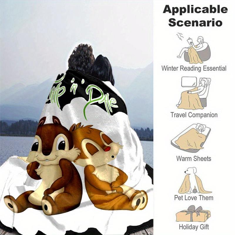 1pc, Chip 'n' Dale Throw Blanket Cozy Home Decor, Perfect for Couch, Bed, Travel, Camping, Car, Beach, Office Nap Soft Coverlet Gift Idea