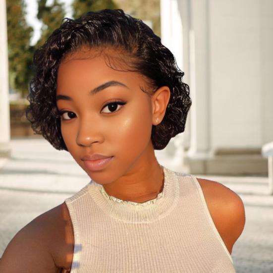 Perruque synthétique Afro courte bouclée pour femmes, duveteuse, aspect naturel, Fiber de haute température, résistante à la chaleur, cheveux synthétiques ondulés noirs pour dames