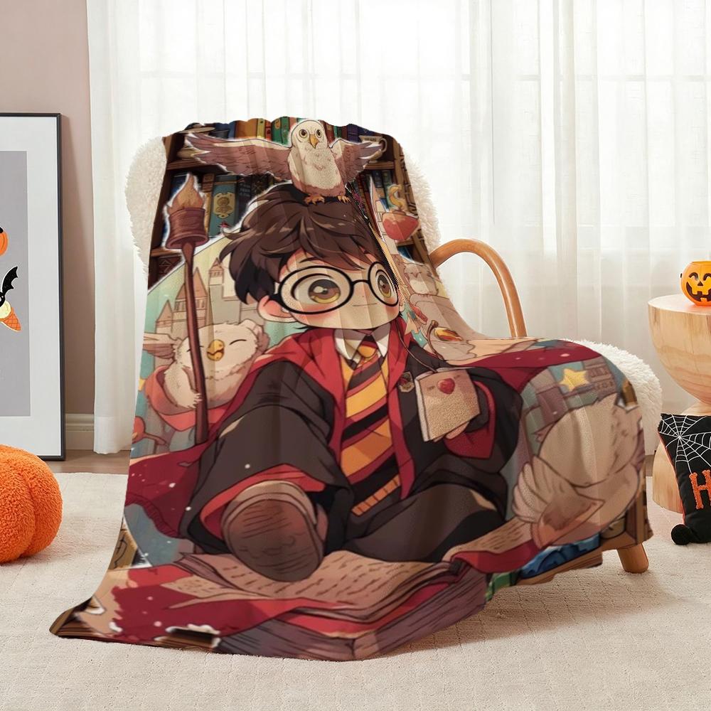 Wizard'S Magical Night Pattern Theme Flannel Blanket Suitable For All Seasons For Living Room Bedroom Gaming Room Lightweight Home Decor