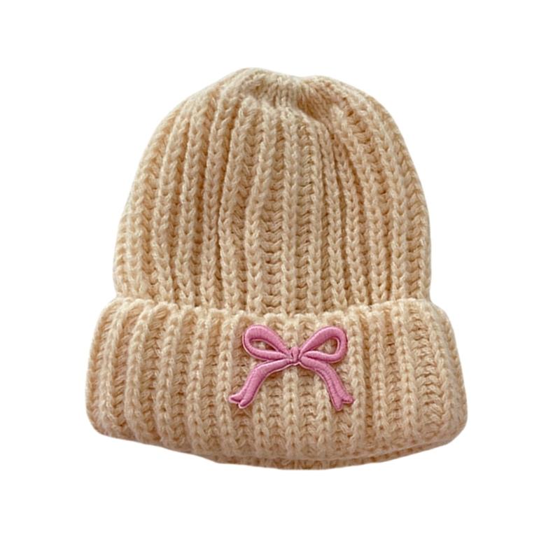 

Upgrades Girls Winter Hat Soft Knit Warm Bonnet Embellished Knit Hat Comfortable Wearing Winter Hat for Ages 3 to 8 бежевий