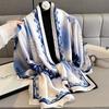 Womenn Elegant Floral Print Long Scarf Silk Imitation Pashmina Shawl Wrap Female Foulard Bufanda Scarves Beach Poncho