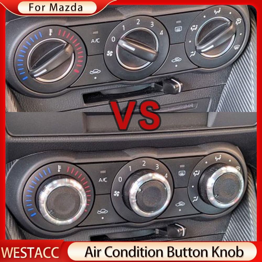 3Pcs/set Aluminum Alloy Air Conditioning Knob AC Knob Cover for Mazda 3 BL 2010 - 2013 Heat Control Switch Button