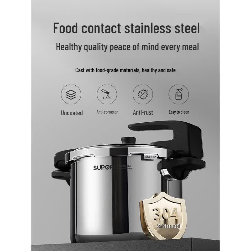 

Supor 3.8L 304 Stainless Steel Pressure Cooker with Standable Lid