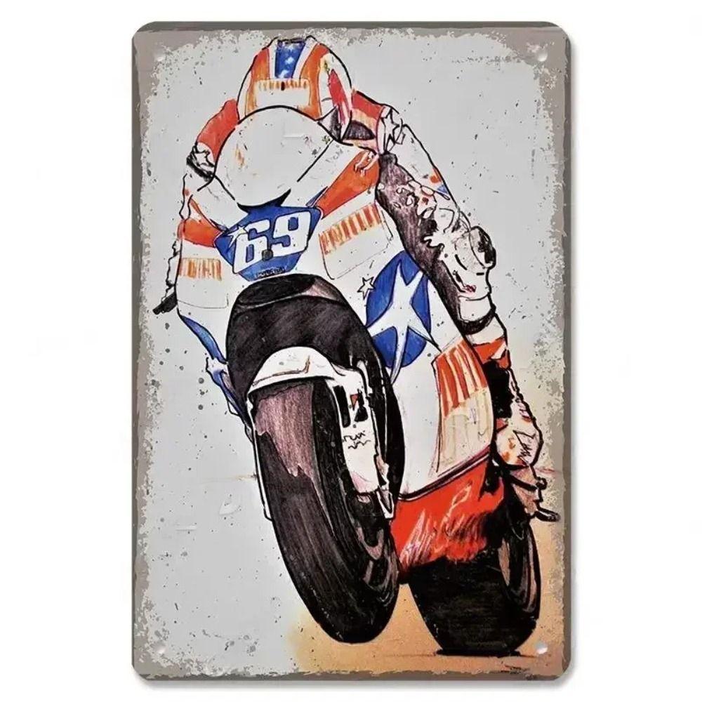 Placca in Latta Vintage Moto, Decorazione Garage Officina Dacha 20x30cm