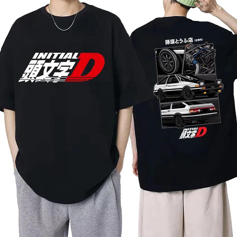 Japanese Anime Graphic Tee Shirt Cartoon Redsuns Gothic Tops Initial D EU Size TShirt Men AE86 Funny Harajuku Manga Tshirt Male