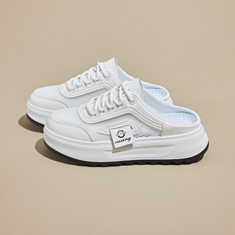 

Летние полуподдерживающие белые туфли, новый стиль для студенток, сетчатая дышащая повседневная обувь, увеличивающая рост 35