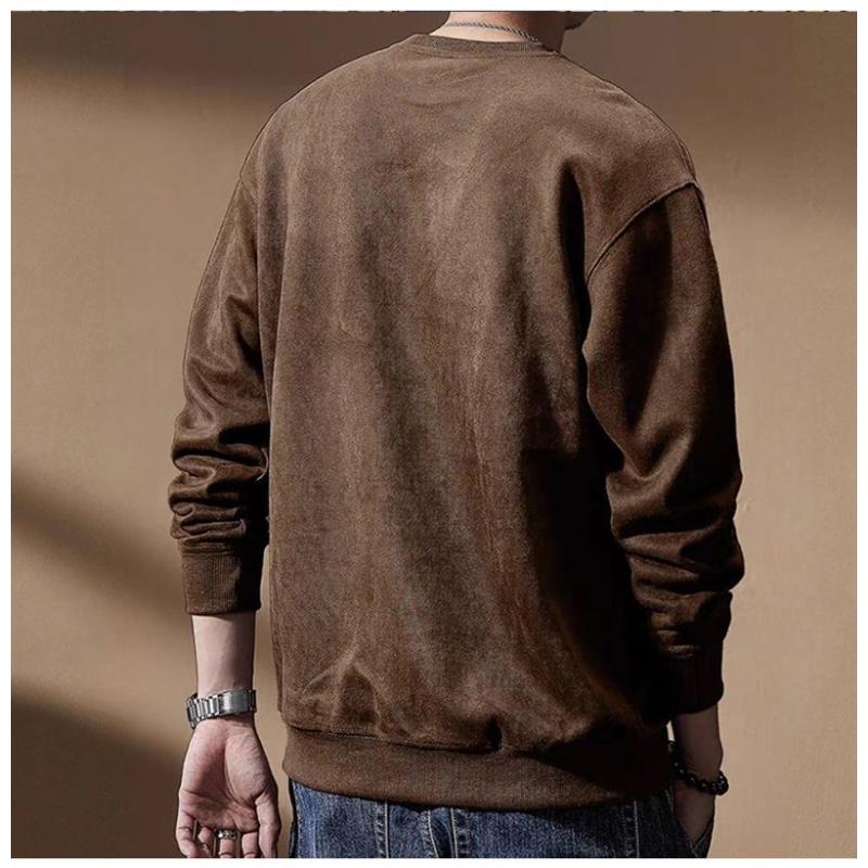 Heavy Men's Long-sleeved Sweatshirt Autumn New American Retro Round Neck Top Loose Casual T-shirt